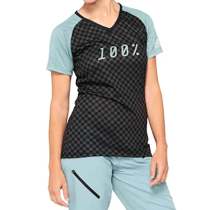 Dames fietsshirt 100%  Airmatic Women's Jersey Seafoam Checkers