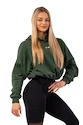 Dames hoodie Nebbia  Loose Fit Crop Hoodie Iconic 421 dark green M/L