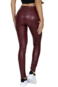 Dames legging Hugz Jeans  Wine Faux Leather Biker High Waist S