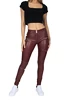 Dames legging Hugz Jeans  Wine Faux Leather Biker Mid Waist