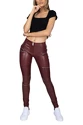 Dames legging Hugz Jeans  Wine Faux Leather Biker Mid Waist