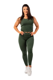 Dames legging Nebbia Organic Cotton Ribbed High Waist Leggings 405 dark green