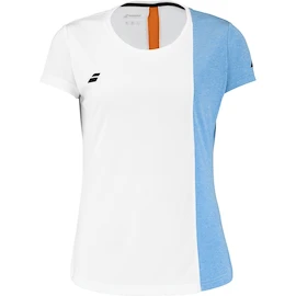 Dames T-shirt Babolat Play Cap Sleeve Top Women White/Blue Hthr