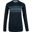 Dames T-shirt Endurance  Yalia Seamless Wool Print LS Baselayer Dark Blue