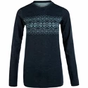 Dames T-shirt Endurance  Yalia Seamless Wool Print LS Baselayer Dark Blue