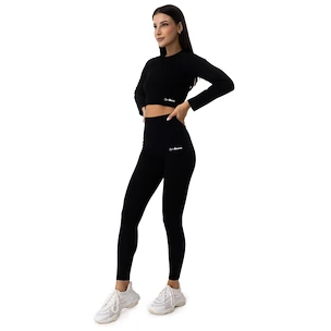 Dames T-shirt GymBeam  FLO Ribbed CropTop Black