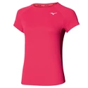 Dames T-shirt Mizuno  Dry Aero Flow Tee Rose Red