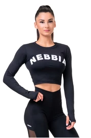 Dames T-shirt Nebbia Hero Sporty Hero crop top long sleeve black