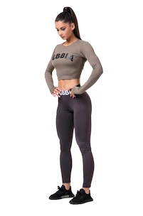 Dames T-shirt Nebbia Hero Sporty Hero crop top long sleeve mocha XS