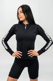 Dames T-shirt Nebbia Long Sleeve Zipper Top WINNER black