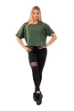 Dames T-shirt Nebbia  Organic Cotton Loose Fit “The Minimalist” Crop Top 417 dark green