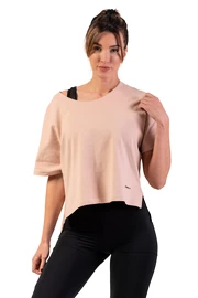 Dames T-shirt Nebbia Organic Cotton Loose Fit “The Minimalist” Crop Top 417 salmon
