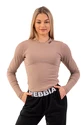 Dames T-shirt Nebbia  Organic Cotton Ribbed Long Sleeve Top 415 brown