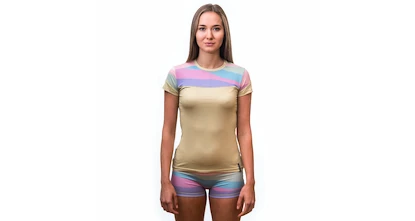 Dames T-shirt Sensor  Coolmax Impress Sand/Stripes M