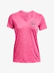 Dames T-shirt Under Armour  Tech Twist LC Crest SSV-PNK