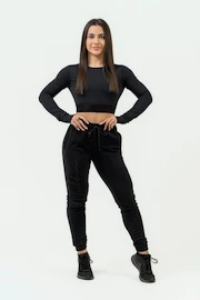 Dames top Nebbia Intense Women's Long Sleeve Crop Top Perform 839 Black