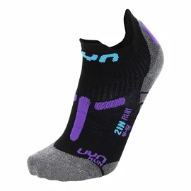 Damessokken UYN RUN 2IN SOCKS Black/Violet