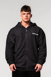 Heren hoodie Nebbia Washed-off Zip Up Hoodie GYM BRO Black