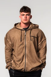 Heren hoodie Nebbia Washed-off Zip Up Hoodie GYM BRO Light Brown