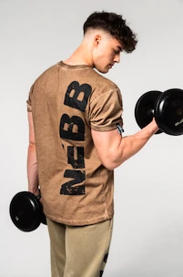 Heren T-shirt Nebbia  Washed-off Cotton T-shirt MAX OUT Light Brown