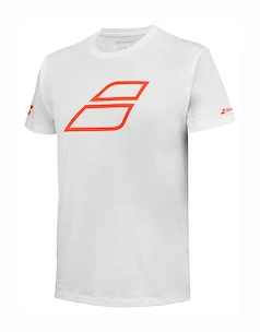 Kinder T-shirt Babolat  Strike Cotton Tee Jr White/Strike Red 8 - 10 jaar