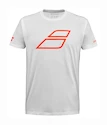 Kinder T-shirt Babolat  Strike Cotton Tee Jr White/Strike Red 8 - 10 jaar