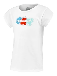 Meisjes T-shirt Babolat  Exercise Cotton Tee Girl White