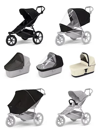 Sportieve kinderwagen Thule Urban Glide 3 Black + Bassinet Soft beige SET 7in1