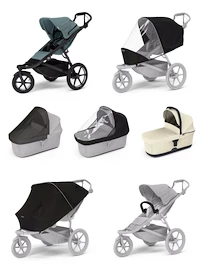 Sportieve kinderwagen Thule Urban Glide 3 Mid blue + Bassinet Soft beige SET 7in1