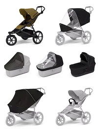 Sportieve kinderwagen Thule Urban Glide 3 Nutria green + Bassinet Black SET 7in1